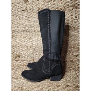 Gloria Vanderbilt Beatrice Knee High Black Microsuede Tall Boots Size 6 M